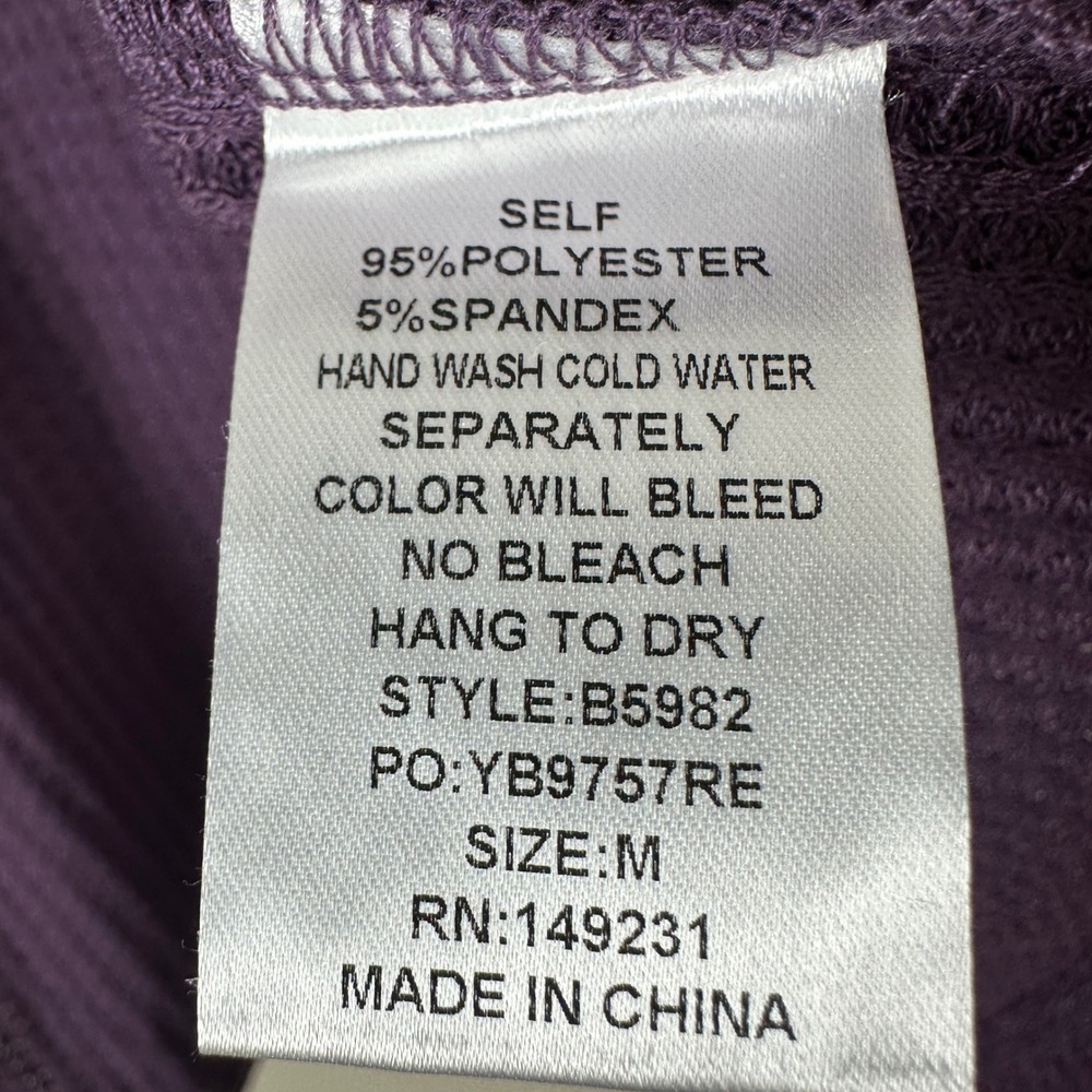 Kori Women's M‎ Waffle Knit Top Purple Floral Mixed Media Boho - Picture 6 of 7
